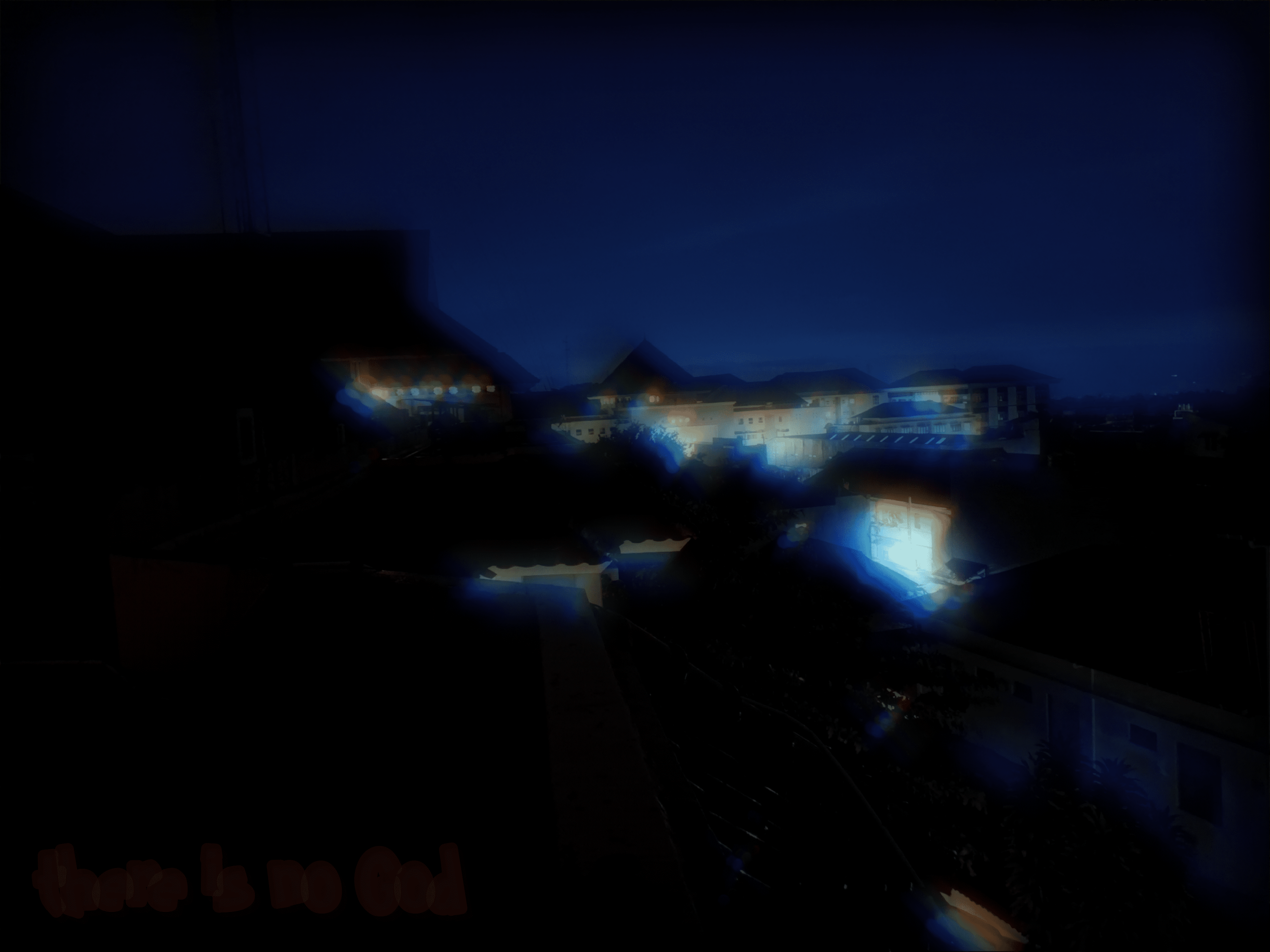 roof on the blury night sky